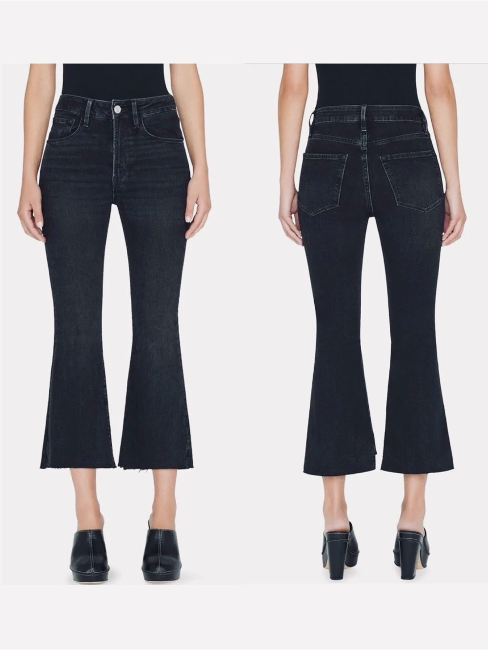 FRAME DENIM Le Crop Mini Boot Jeans in Carter/ Black Wash Size 31
